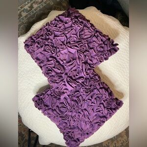 Purple Ruffled Wool Blend Throw/Pillow Textured Ruched Decorative Accent Pillow